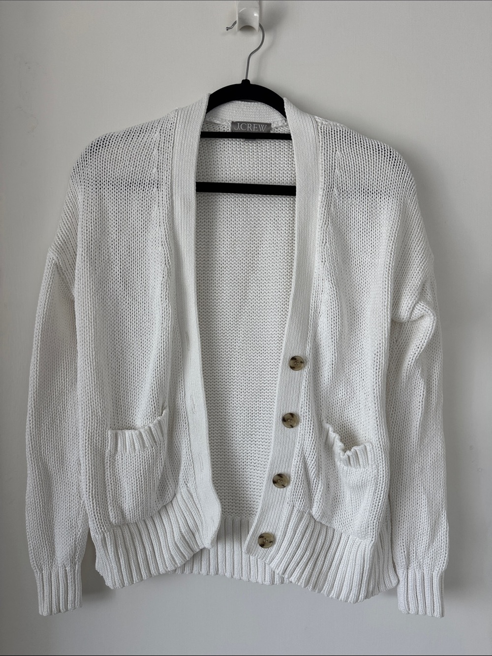 J. Crew White Knit Button-Front Women's Cardigan XXS